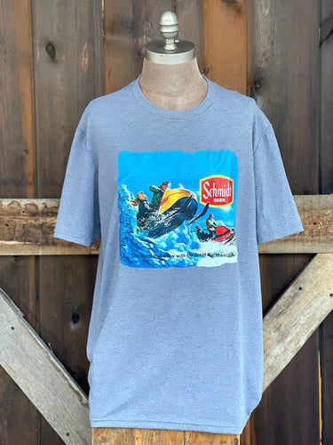 Schmidt Beer Snowmobile Tee- Charcoal Grey